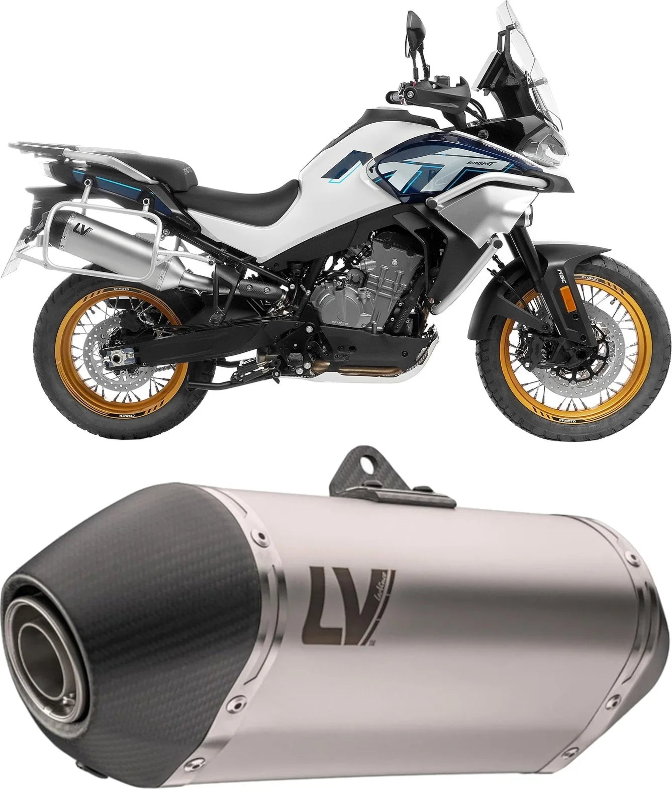 Système D'Échappement Homologué Au Niveau Sonore Lv-14 Acier Embout Carbon Fiber - Leovince Compatible Avec Cfmoto 800 Mt Touring (2025-2026)