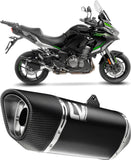 Système D'Échappement Homologué Au Niveau Sonore Lv-14 R Acier Noir Embout Carbon Fiber - Leovince Compatible Avec Kawasaki Versys 1000 (2019-2024)