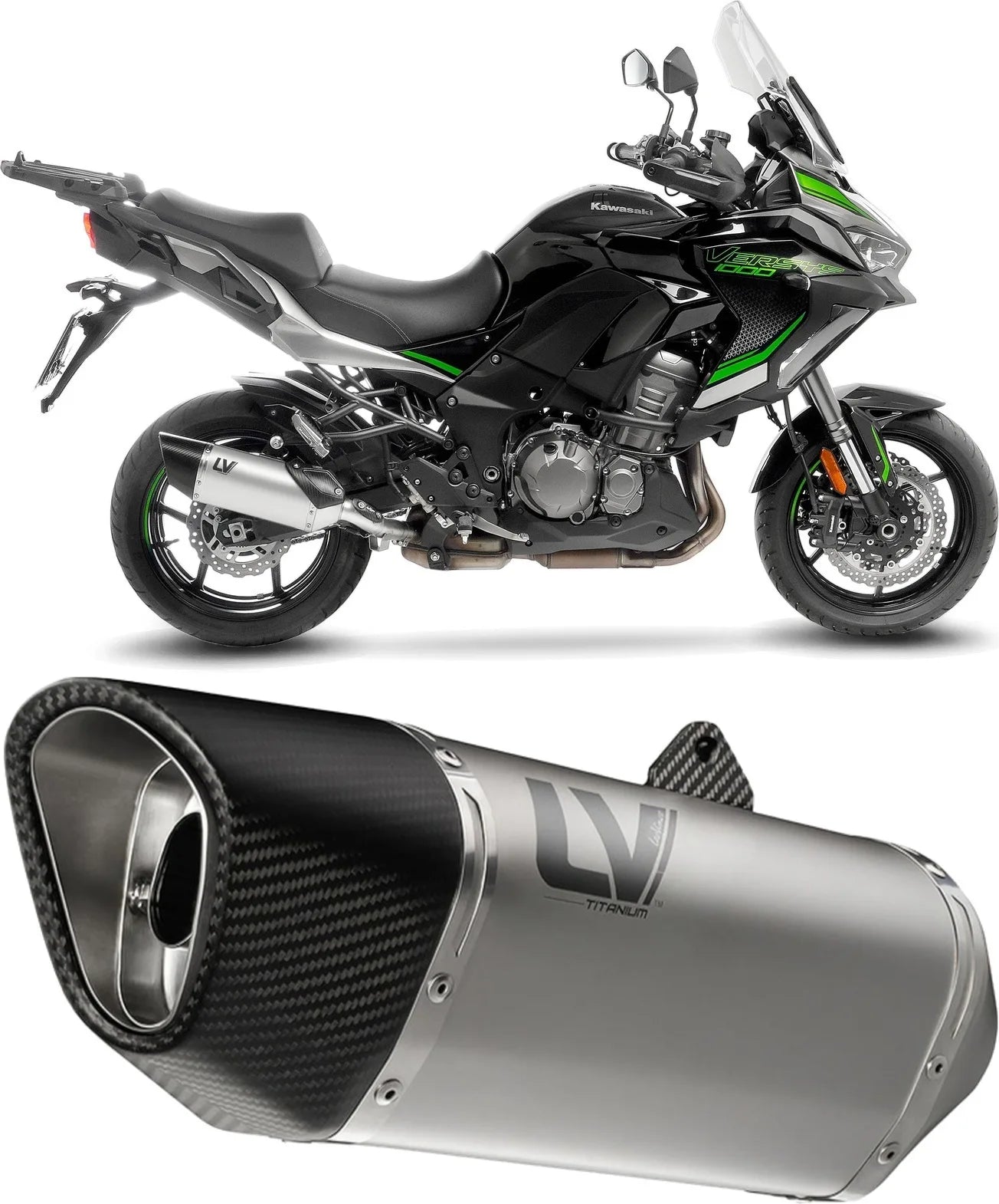 Système D'Échappement Homologué Au Niveau Sonore Lv-14 R Titanium Embout Carbon Fiber - Leovince Compatible Avec Kawasaki Versys 1000 (2019-2024)