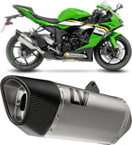 Système D'Échappement Homologué Au Niveau Sonore Lv-14 R Acier Embout Carbon Fiber - Leovince Compatible Avec Kawasaki Zx 6R Ninja (2019-2020)