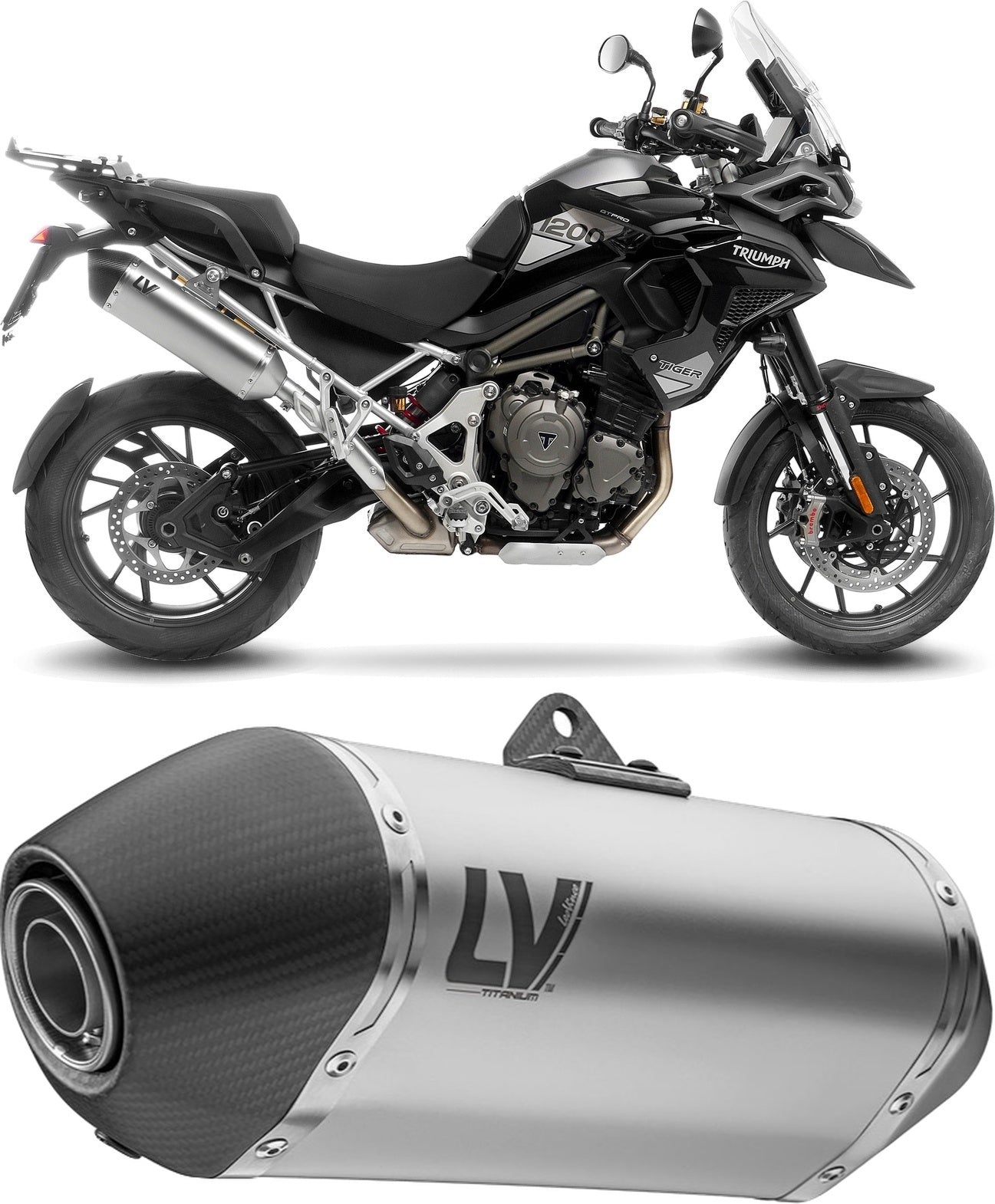 Exhaust Tip With Noise Certification Lv-14 Titanium Carbon Fiber End Cap - Leovince Compatible With Triumph Tiger 1200 Gt (2025-2026)