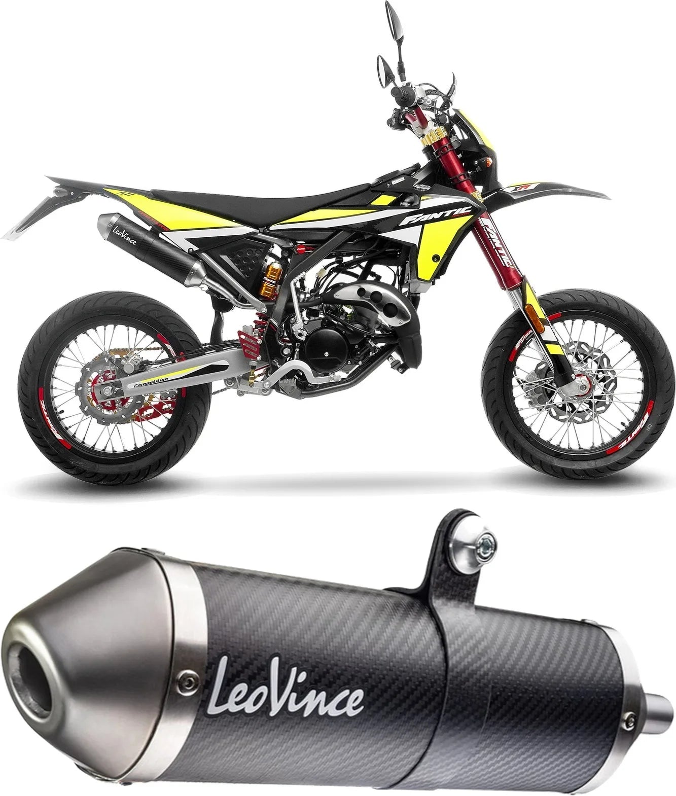 Système D'Échappement Homologué Au Niveau Sonore X-Fight Carbon Fiber Embout Acier - Leovince Compatible Avec Fantic Motor Xe 50 Competition (2021-2024)