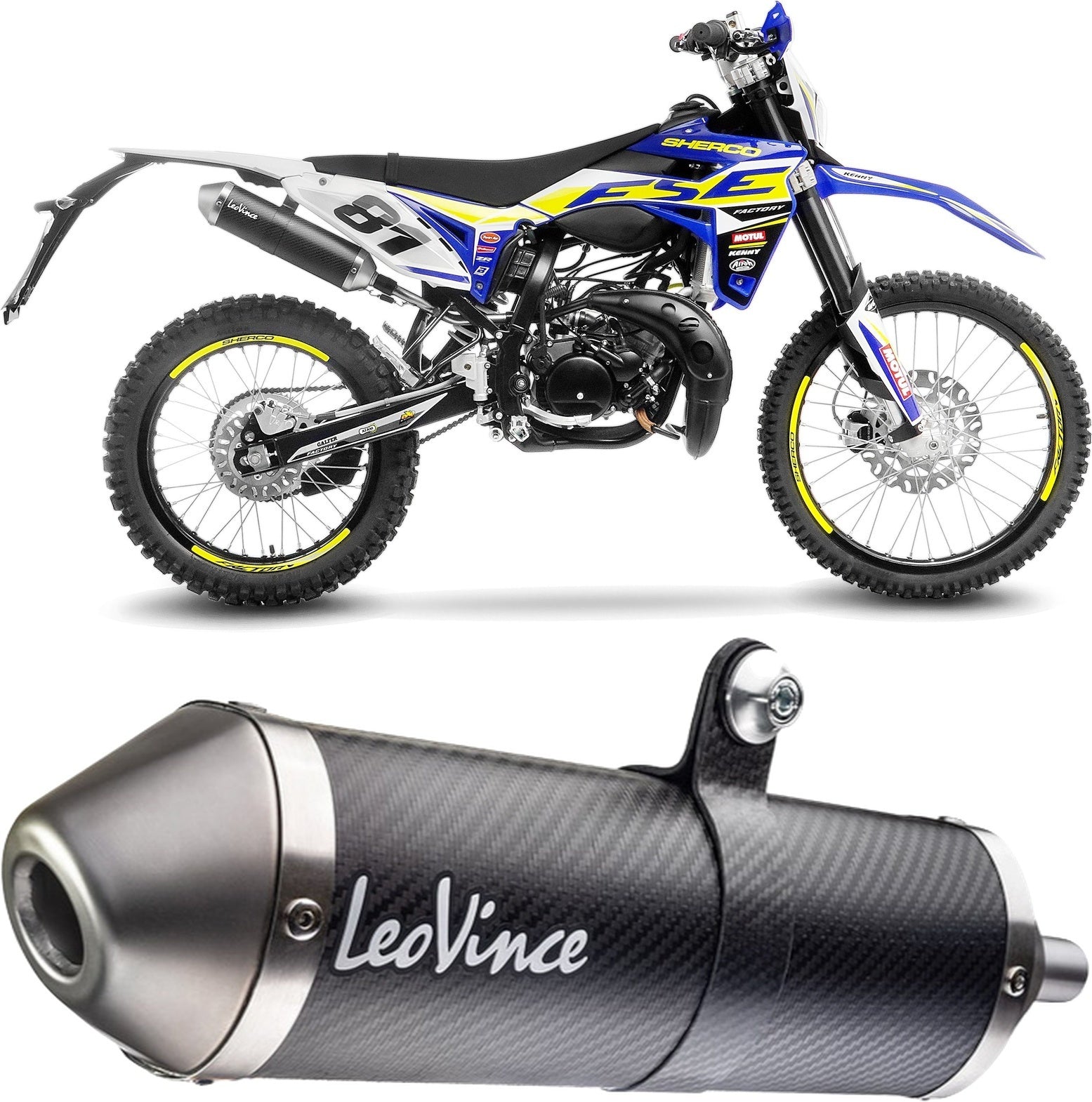 Exhaust Tip With Noise Certification X-Fight Carbon Fiber Stainless Steel End Cap - Leovince Compatible With Sherco 50 Sm-Rs (2021-2024)