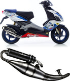 Système D'Échappement Complet Avec Catalyseur Et Homologation Acoustique Hand Made Tt Aluminium Noir - Leovince Compatible Avec Piaggio Nrg 50 Power Dd Carburetor (2005-2006)