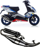 Complete Catalytic Exhaust System With Sound Certification Hand Made Tt Aluminum - Leovince Compatible With Peugeot Ludix 50 One Air (2004-2012)