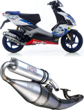 Système D'Échappement Complet Avec Catalyseur Et Homologation Acoustique Hand Made Tt Aluminium - Leovince Compatible Avec Gilera Runner 50 Sp Carburetor (2005-2012)