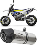Exhaust Tip With Noise Certification Lv-14 R Stainless Steel Carbon Fiber End Cap - Leovince Compatible With Kawasaki Z 400 (2022-2023)