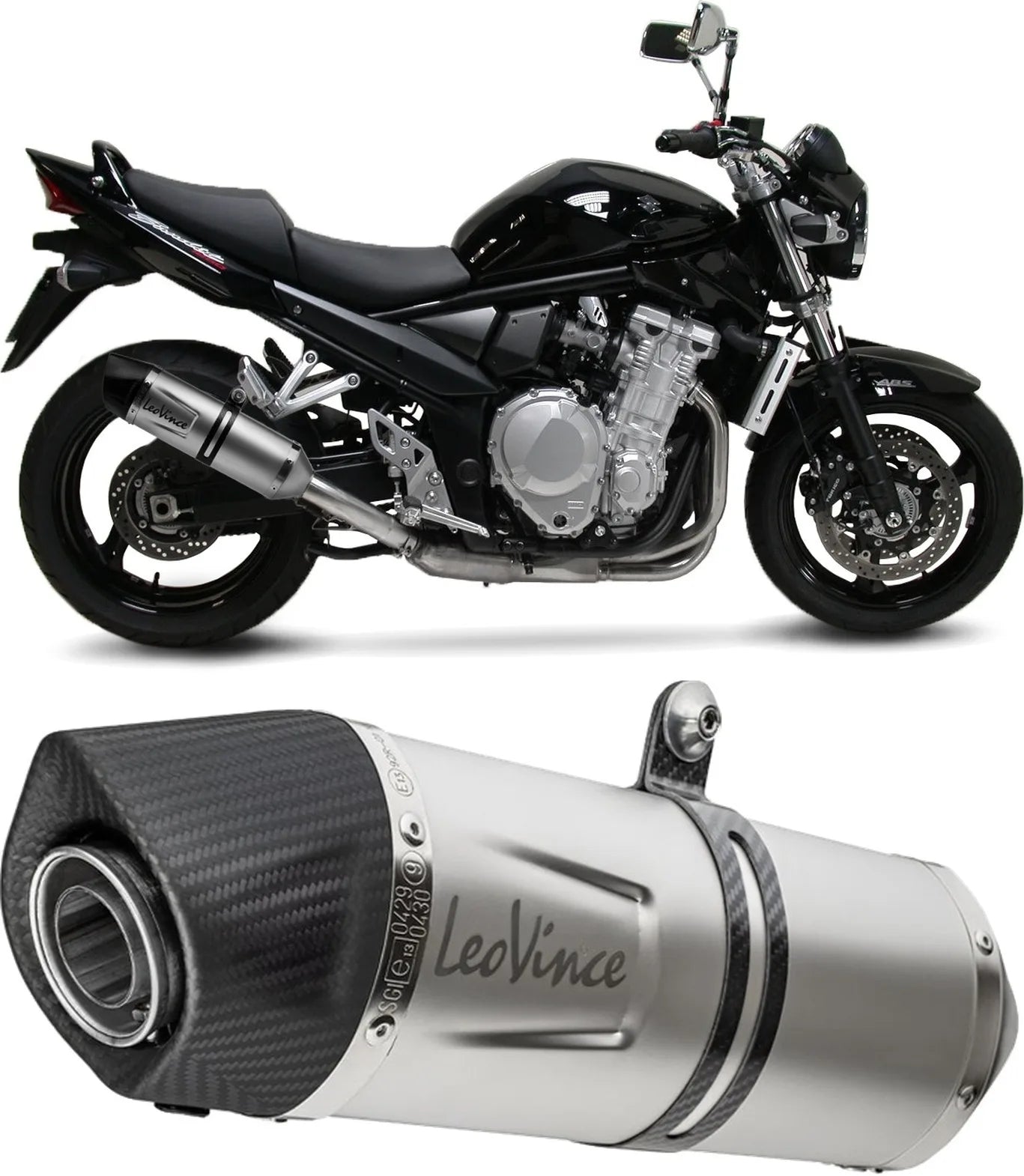 Système D'Échappement Homologué Au Niveau Sonore Lv One Evo Acier Embout Carbon Fiber - Leovince Compatible Avec Suzuki Bandit 1250 (2007-2016)
