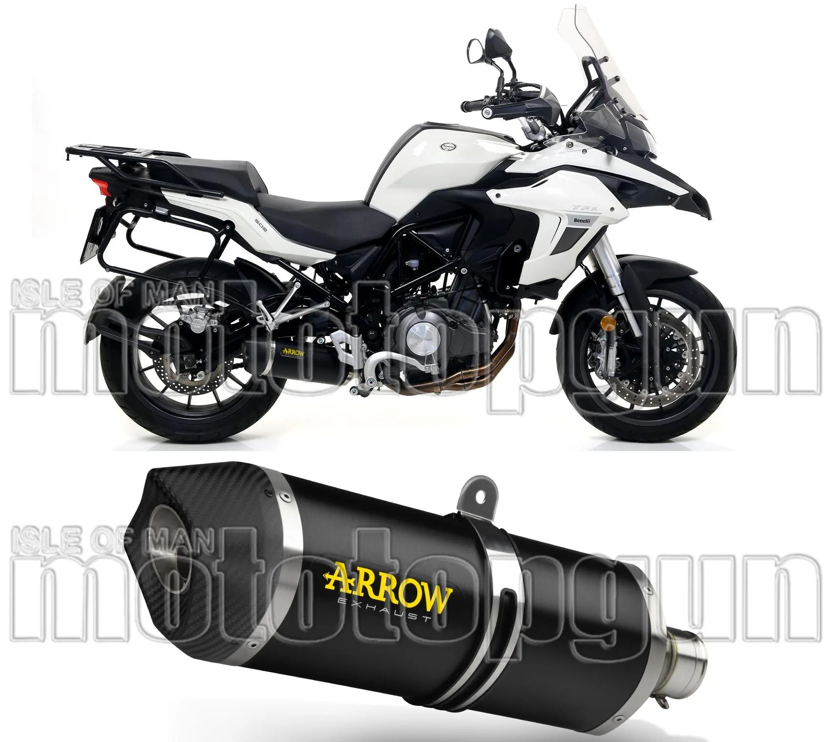 Système D'Échappement Homologué Au Niveau Sonore Race-Tech Aluminium Noir Carbon - Arrow Special Parts Compatible Avec Benelli Trk 502 (2017-2020)