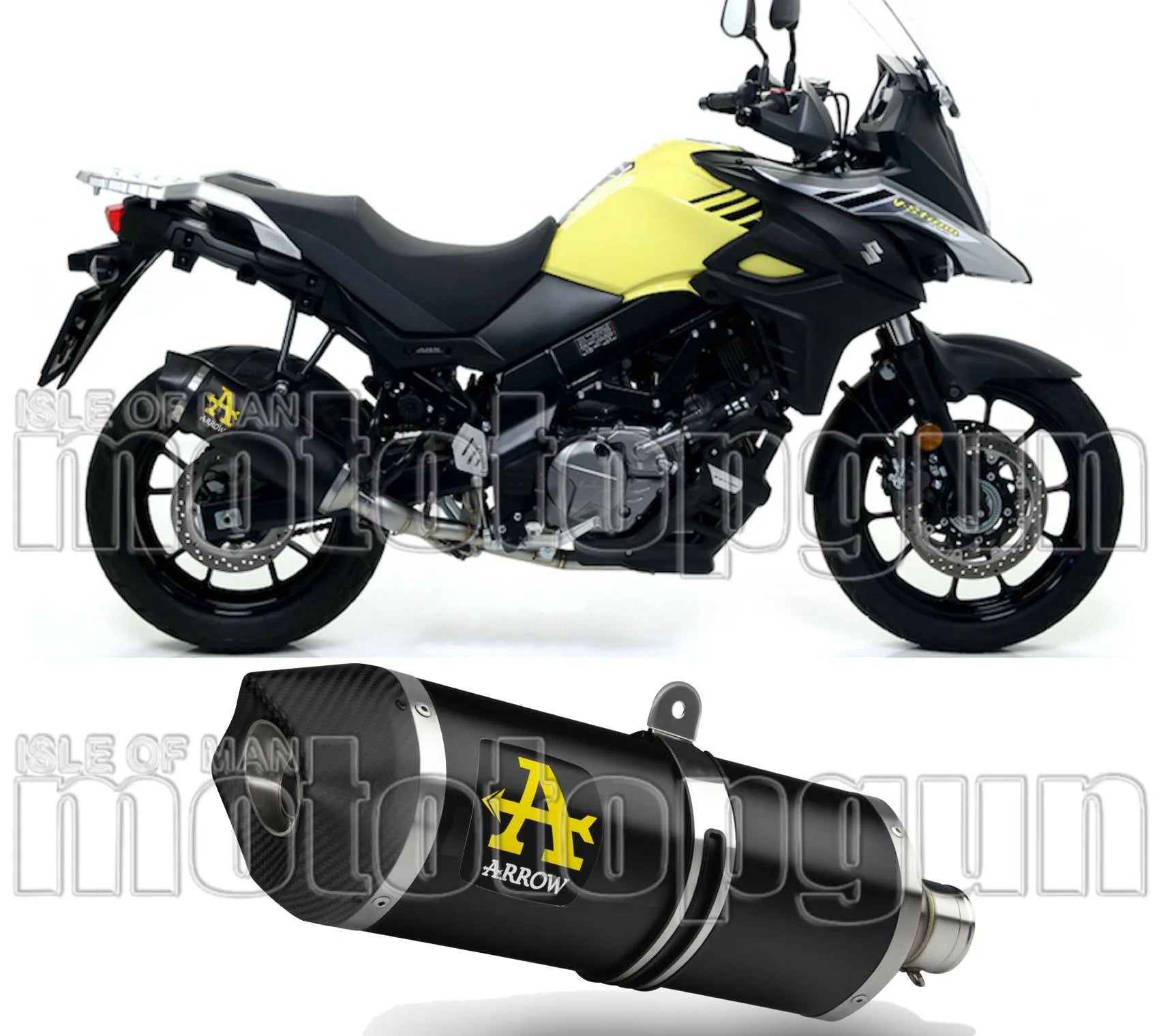 Système D'Échappement Homologué Au Niveau Sonore Race-Tech Aluminium Noir Carbon - Arrow Special Parts Compatible Avec Suzuki V-Strom 650 (2017-2020)