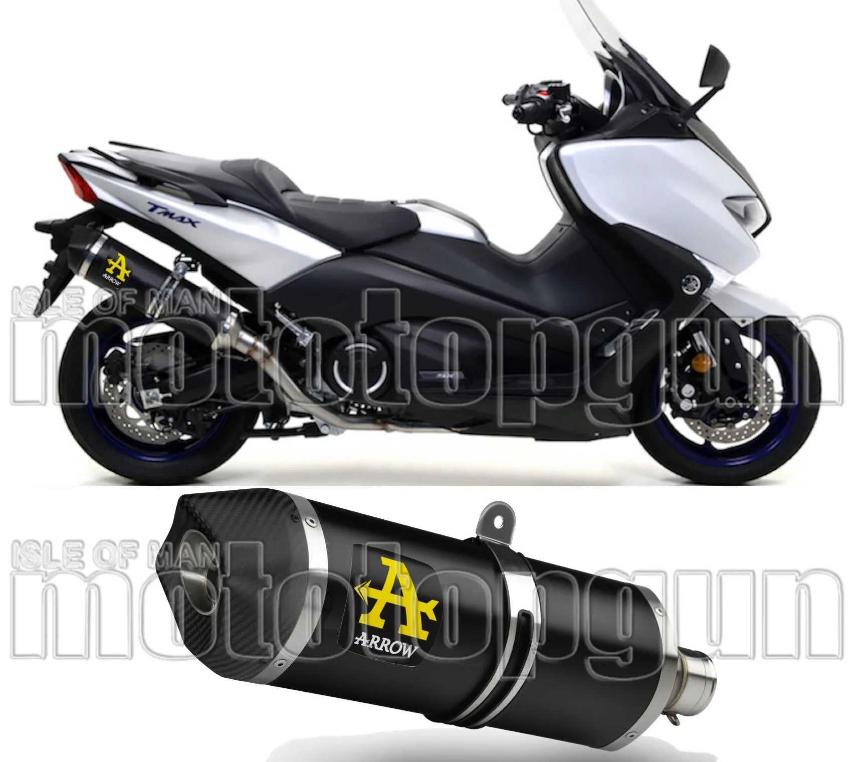 Système D'Échappement Homologué Au Niveau Sonore Race-Tech Aluminium Noir Carbon - Arrow Special Parts Compatible Avec Yamaha Xp 530 T-Max (2017-2019)