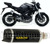 Système D'Échappement Homologué Au Niveau Sonore Thunder Aluminium Noir Carbon - Arrow Special Parts Compatible Avec Yamaha Yzf-R 125 (2019-2020)