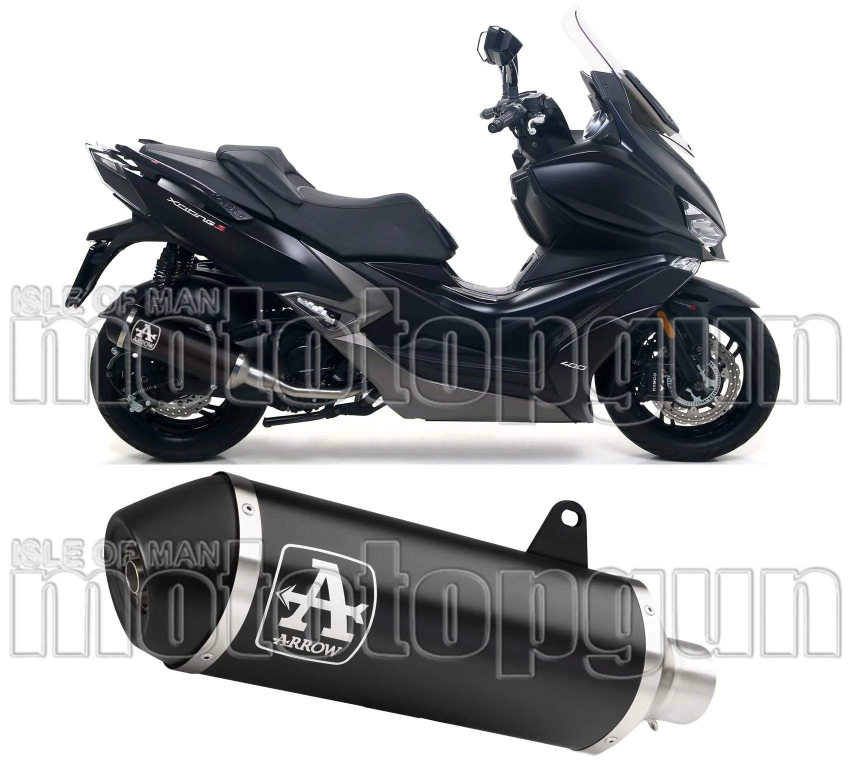 Système D'Échappement Homologué Au Niveau Sonore Urban Aluminium Noir Acier Noir - Arrow Special Parts Compatible Avec Kymco Xciting 400 I S (2019-2020)