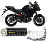 Système D'Échappement Complet Avec Catalyseur Et Homologation Acoustique Race-Tech Aluminium Noir Acier - Arrow Special Parts Compatible Avec Kawasaki Versys 650 (2017-2022)