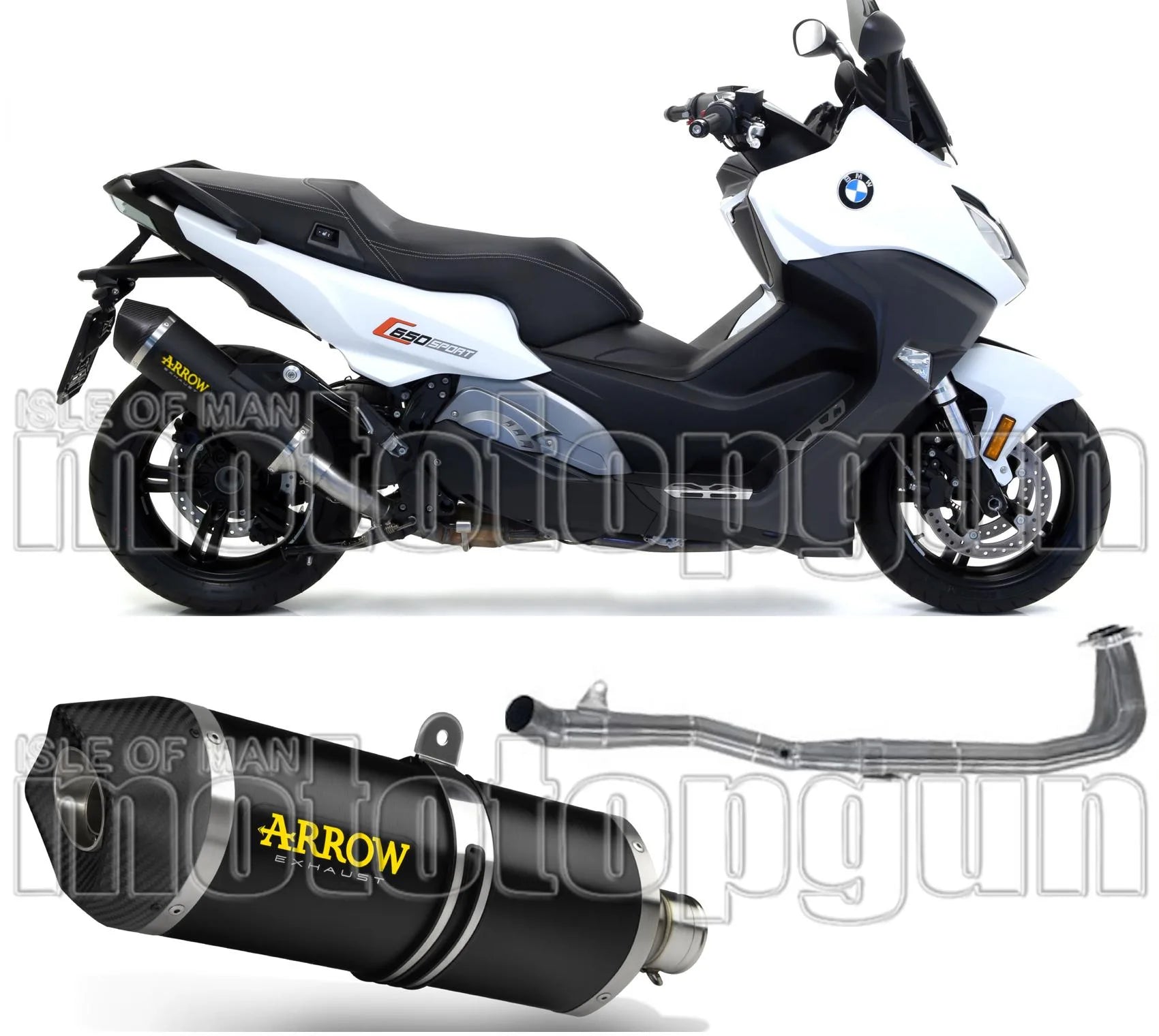 Système D'Échappement Complet Avec Catalyseur Et Homologation Acoustique Race-Tech Aluminium Noir Carbon - Arrow Special Parts Compatible Avec Bmw C 650 Sport (2016-2020)