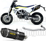 Système D'Échappement Complet Avec Catalyseur Et Homologation Acoustique Race-Tech Aluminium Noir Carbon - Arrow Special Parts Compatible Avec Husqvarna 701 Enduro (2017-2020)