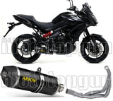 Système D'Échappement Complet Avec Catalyseur Et Homologation Acoustique Race-Tech Aluminium Noir Carbon - Arrow Special Parts Compatible Avec Kawasaki Versys 650 (2017-2022)