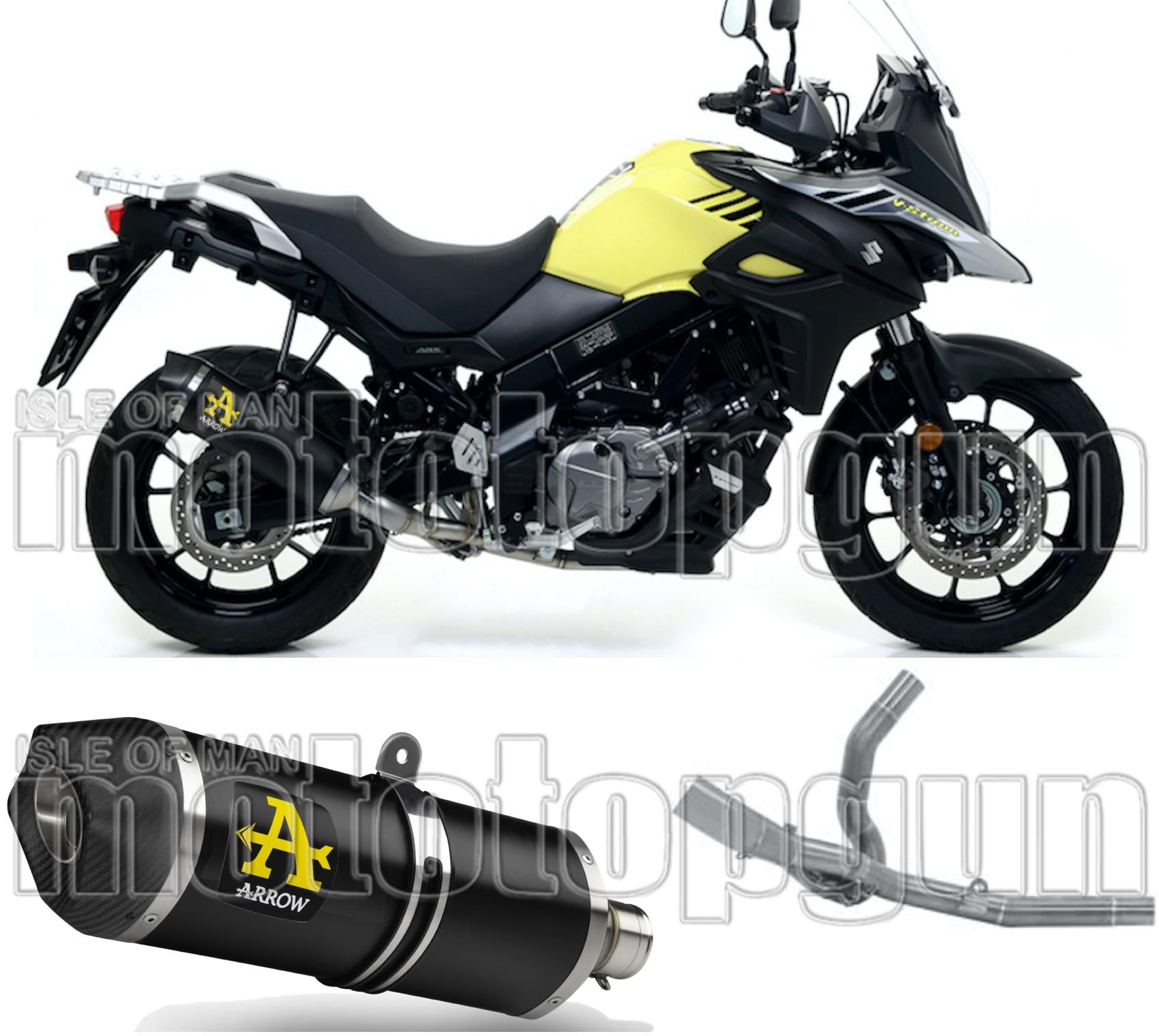 Complete Catalytic Exhaust System With Sound Certification Race-Tech Black Aluminium Carbon - Arrow Special Parts Compatible With Suzuki V-Strom 650 (2017-2020)