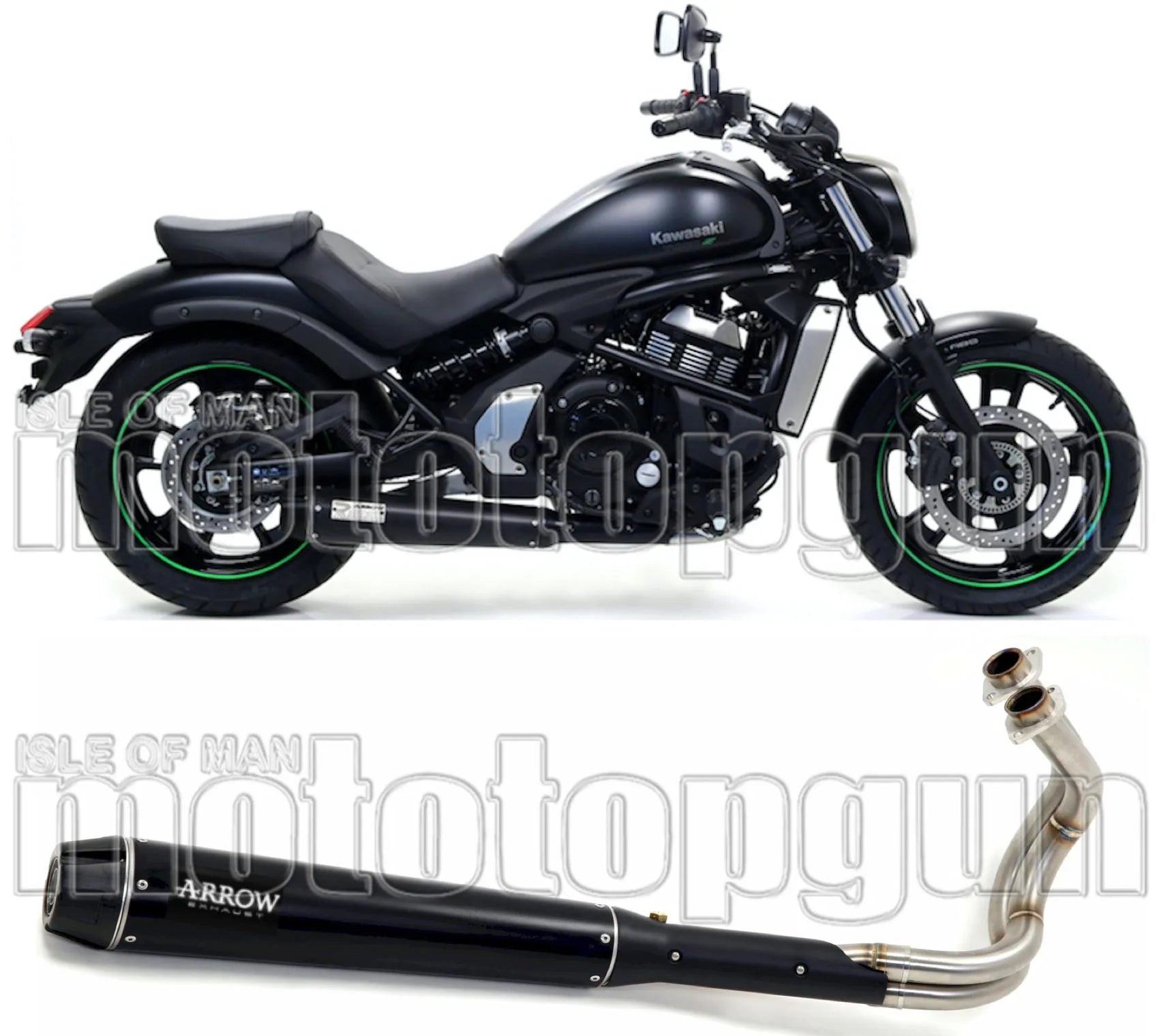 Système D'Échappement Complet Avec Catalyseur Et Homologation Acoustique Rebel Aluminium Noir Carbon - Arrow Special Parts Compatible Avec Kawasaki Vulcan 650 S (2017-2020)