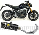 Système D'Échappement Complet Avec Catalyseur Et Homologation Acoustique Thunder Aluminium Noir Carbon - Arrow Special Parts Compatible Avec Yamaha Mt-09 Tracer (2015-2020)