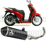 Système D'Échappement Complet Avec Catalyseur Et Homologation Acoustique Urban Aluminium Noir Acier Noir - Arrow Special Parts Compatible Avec Honda Sh 125 I Abs (2012-2016)