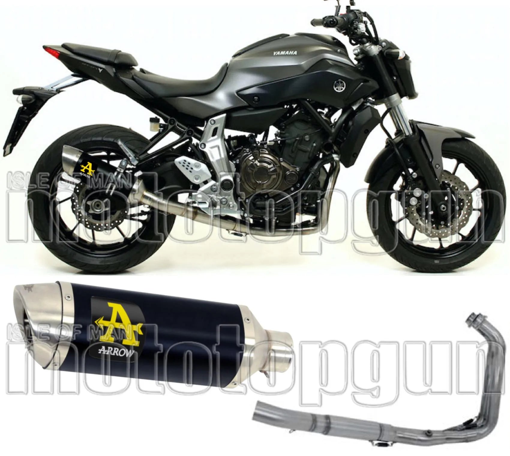 Système D'Échappement Complet Avec Catalyseur Et Homologation Acoustique Thunder Aluminium Noir Acier - Arrow Special Parts Compatible Avec Yamaha Tracer 7 (2021-2024)