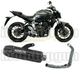 Système D'Échappement Complet Avec Catalyseur Et Homologation Acoustique Jet-Race Acier Noir Carbon - Arrow Special Parts Compatible Avec Yamaha Xsr 700 (2016-2020)