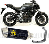 Système D'Échappement Complet Avec Catalyseur Et Homologation Acoustique Thunder Aluminium Noir Acier - Arrow Special Parts Compatible Avec Yamaha Tracer 700 (2020)