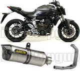 Système D'Échappement Complet Avec Catalyseur Et Homologation Acoustique Thunder Titanium Carbon - Arrow Special Parts Compatible Avec Yamaha Tracer 700 (2016-2019)