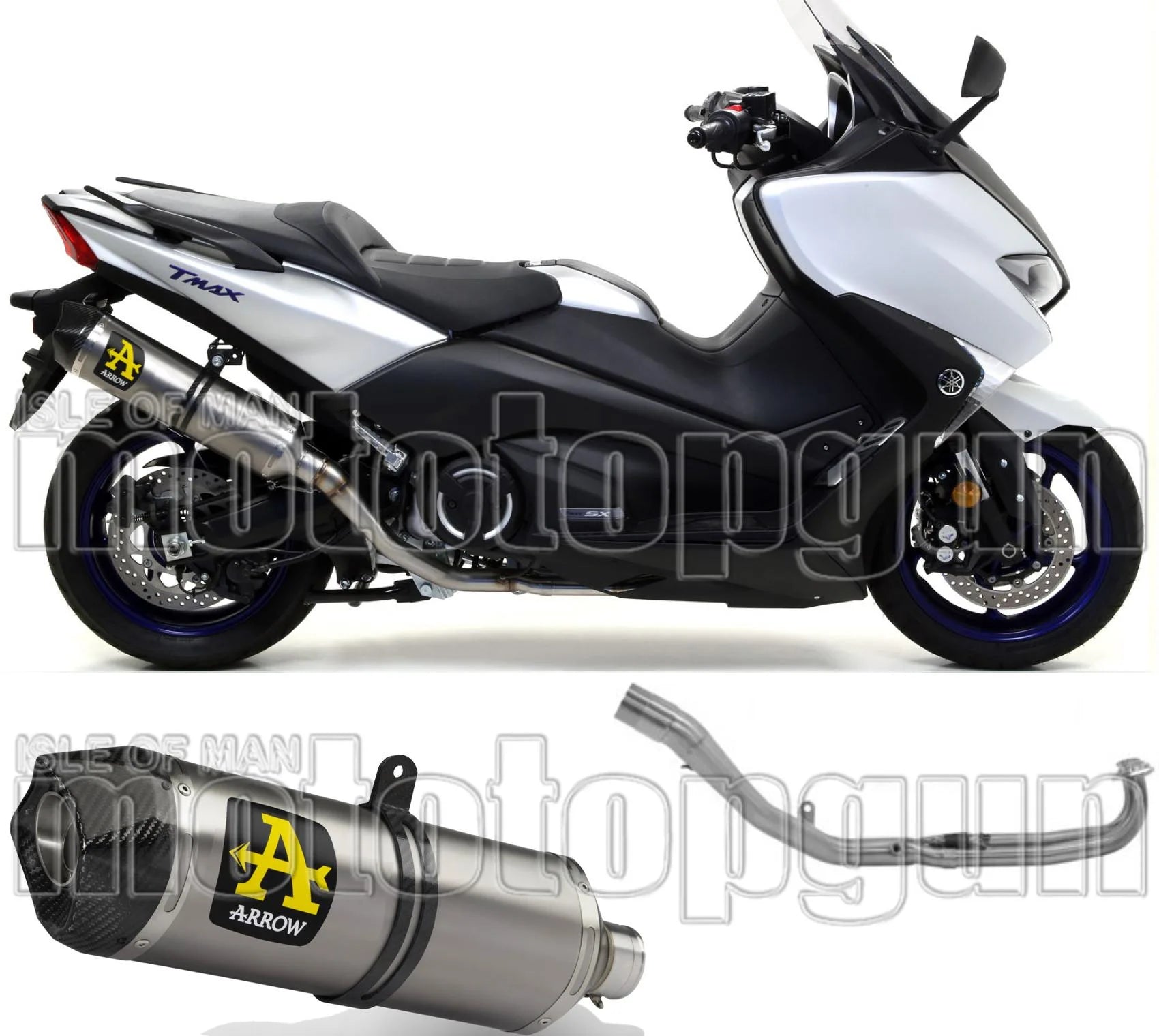 Système D'Échappement Complet Sans Catalyseur Et Homologué Au Niveau Sonore Race-Tech Aluminium Carbon - Arrow Special Parts Compatible Avec Yamaha Xp 560 T-Max (2020-2024)