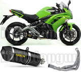 Système D'Échappement Complet Sans Catalyseur Et Homologué Au Niveau Sonore Race-Tech Aluminium Noir Carbon - Arrow Special Parts Compatible Avec Kawasaki Er-6 F (2012-2016)