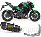 Système D'Échappement Complet Sans Catalyseur Et Homologué Au Niveau Sonore Race-Tech Aluminium Noir Carbon - Arrow Special Parts Compatible Avec Kawasaki Z 900 E (2017-2018)