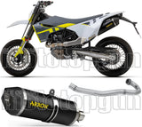 Système D'Échappement Complet Sans Catalyseur Et Homologué Au Niveau Sonore Race-Tech Aluminium Noir Carbon - Arrow Special Parts Compatible Avec Husqvarna 701 Supermoto (2021-2024)