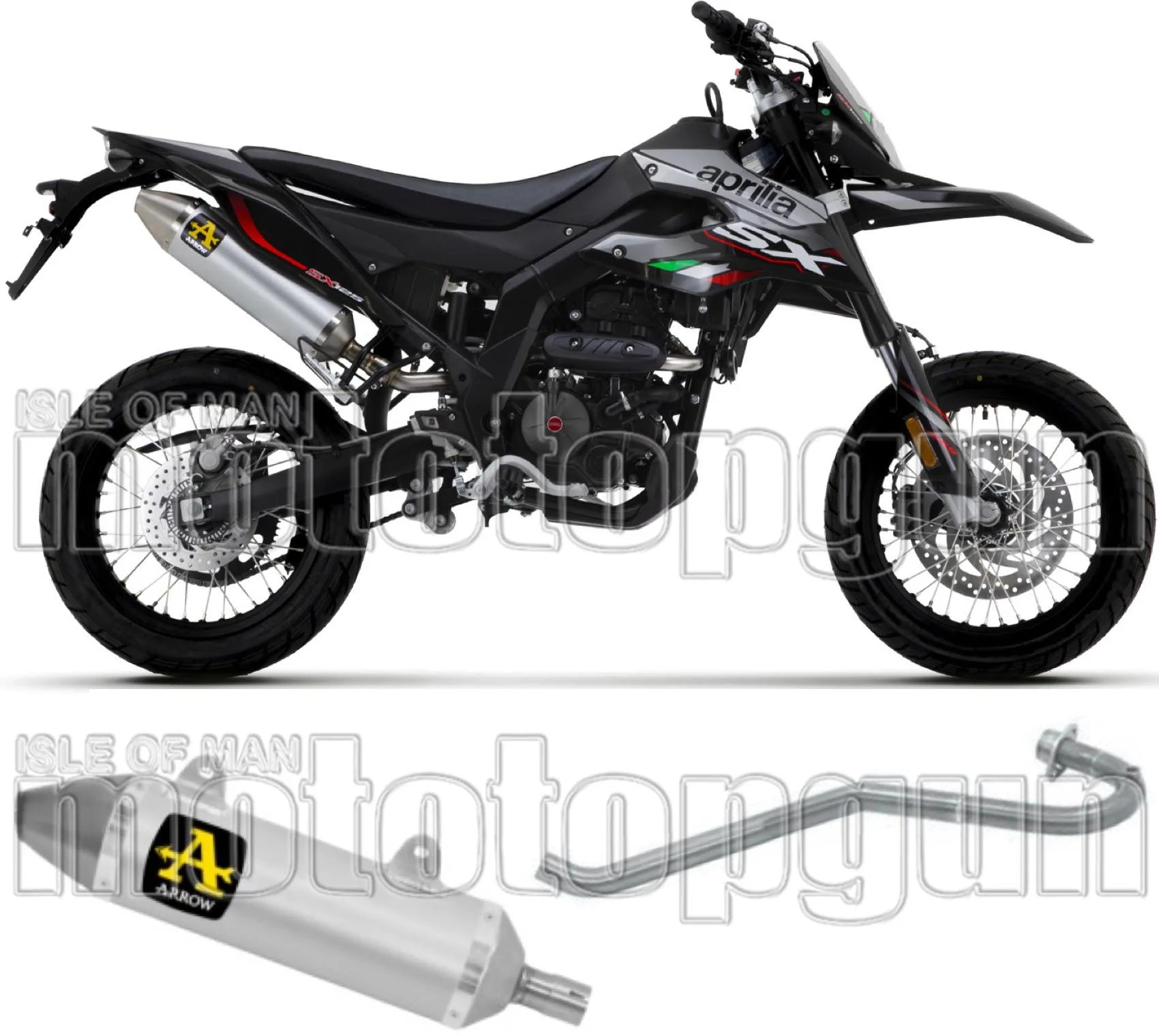 Système D'Échappement Complet Avec Catalyseur Et Homologation Acoustique Thunder Aluminium Acier - Arrow Special Parts Compatible Avec Malaguti Xtm 125 4T (2019-2020)