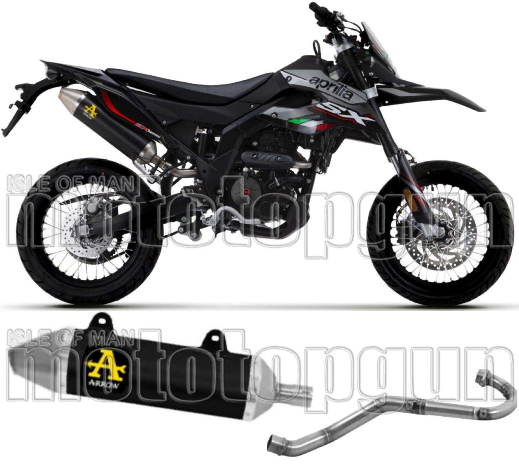 Complete Non-Catalytic Exhaust System With Sound Certification Thunder Black Aluminium Stainless Steel - Arrow Special Parts Compatible With Aprilia Rx - Sx 125 4T (2018-2020)