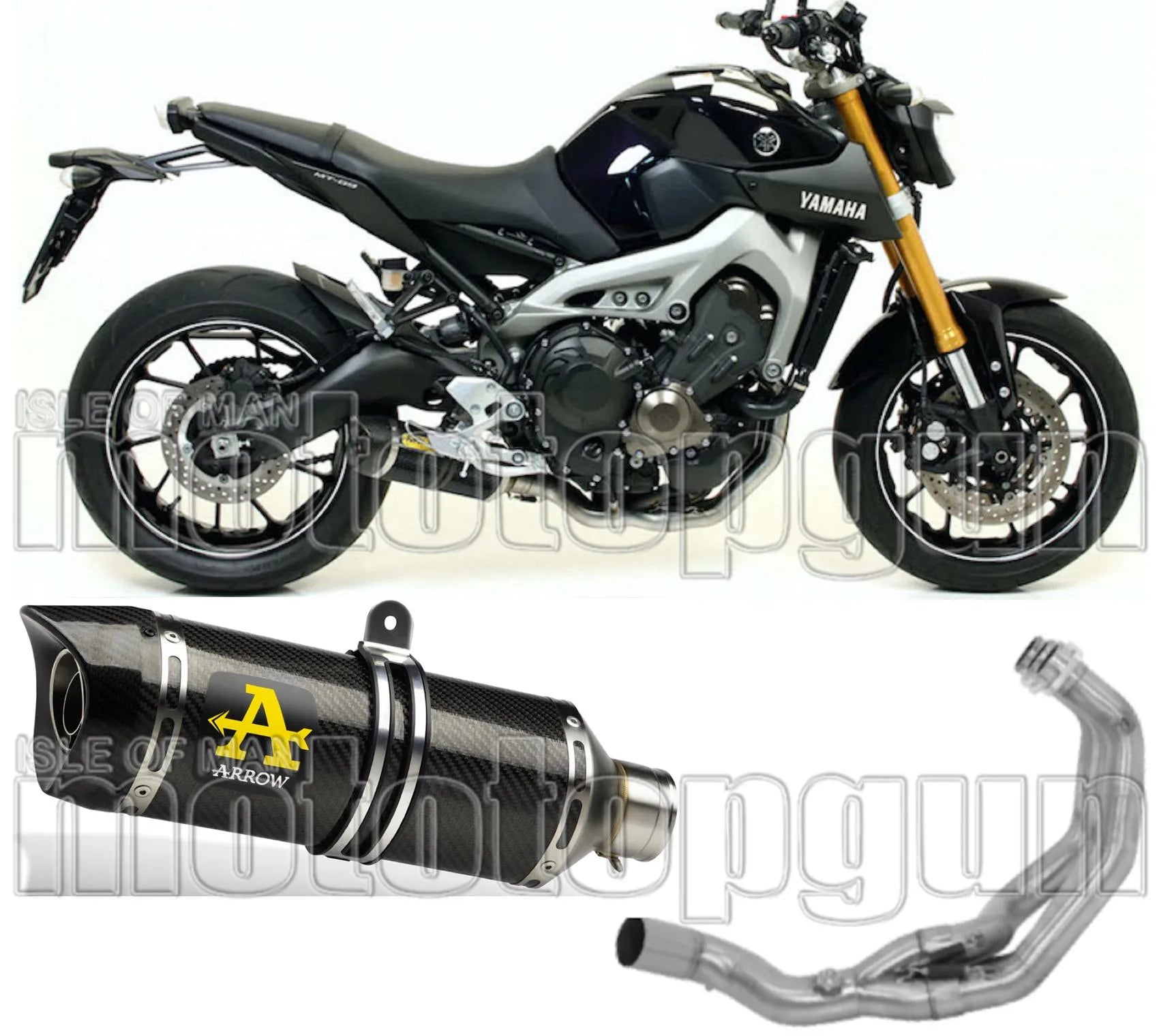 Système D'Échappement Complet Sans Catalyseur Et Homologué Au Niveau Sonore Thunder Carbon Carbon - Arrow Special Parts Compatible Avec Yamaha Mt-09 (2013-2020)