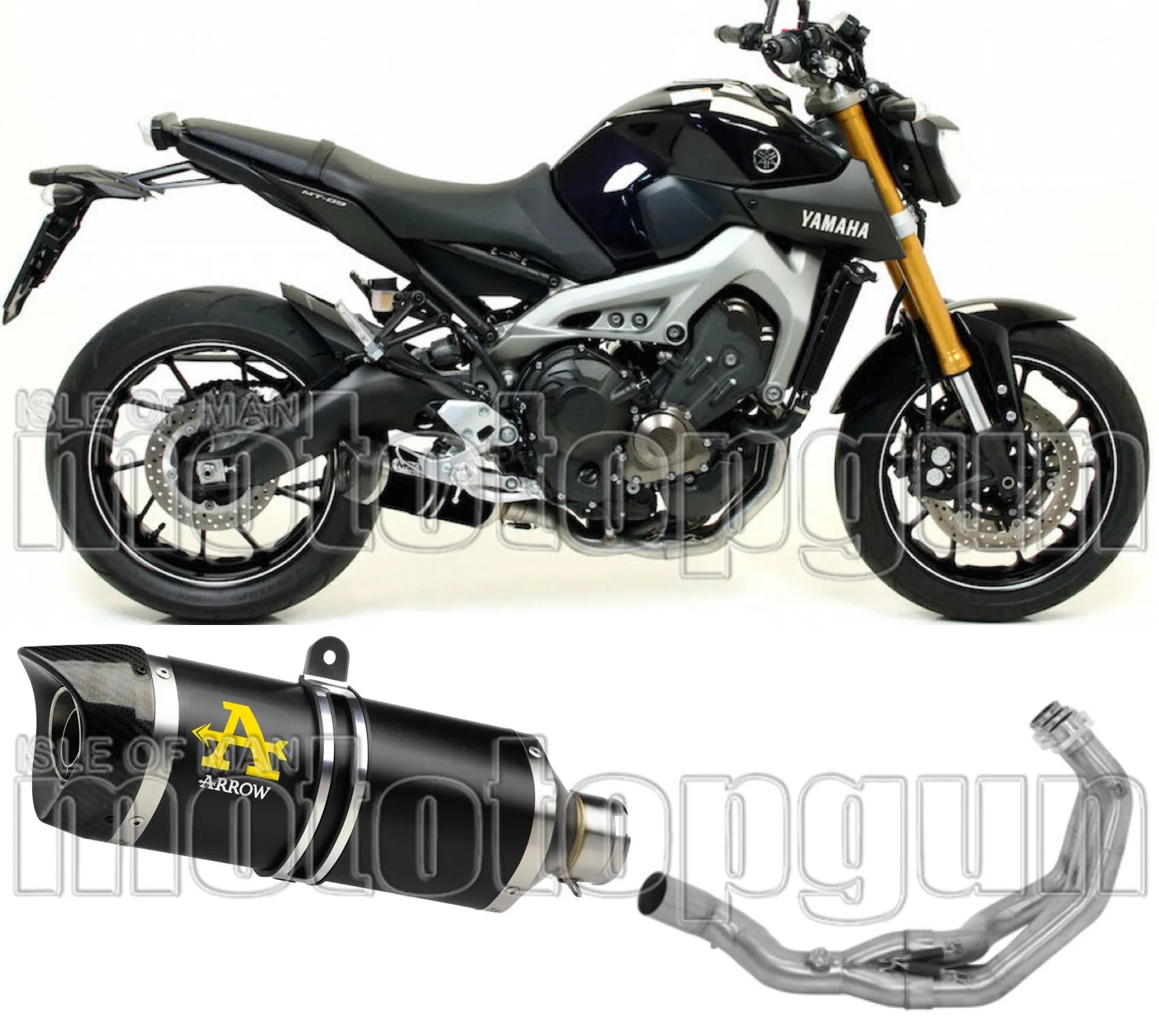 Système D'Échappement Complet Sans Catalyseur Et Homologué Au Niveau Sonore Thunder Aluminium Noir Carbon - Arrow Special Parts Compatible Avec Yamaha Tracer 900 Gt (2018-2020)