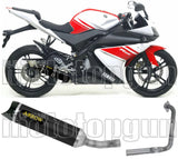 Système D'Échappement Complet Sans Catalyseur Et Homologué Au Niveau Sonore Thunder Aluminium Noir Carbon - Arrow Special Parts Compatible Avec Yamaha Yzf-R 125 (2008-2013)