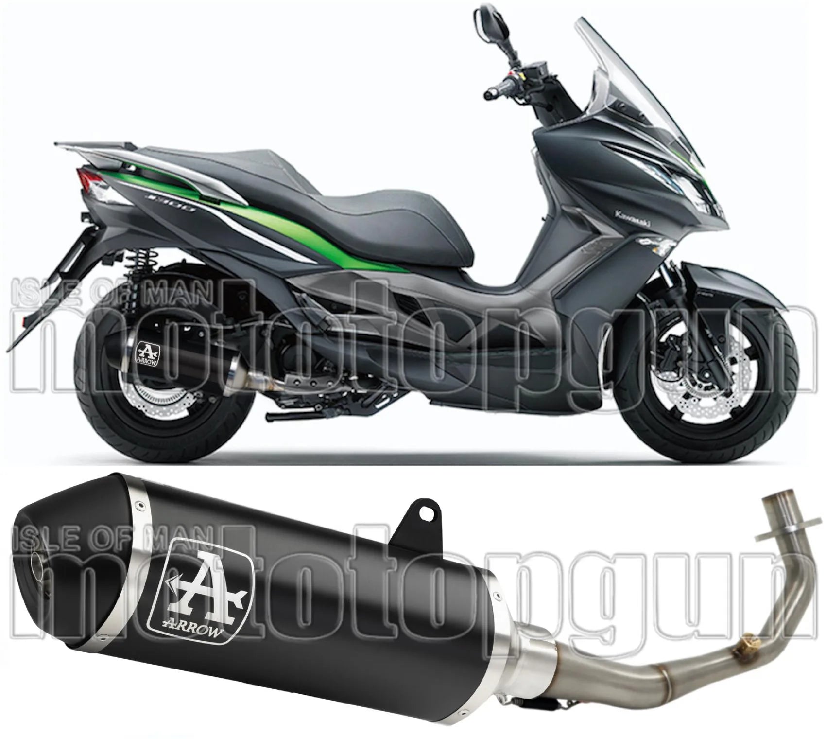 Système D'Échappement Complet Sans Catalyseur Et Homologué Au Niveau Sonore Urban Aluminium Noir Acier Noir - Arrow Special Parts Compatible Avec Kawasaki J 125 (2016)