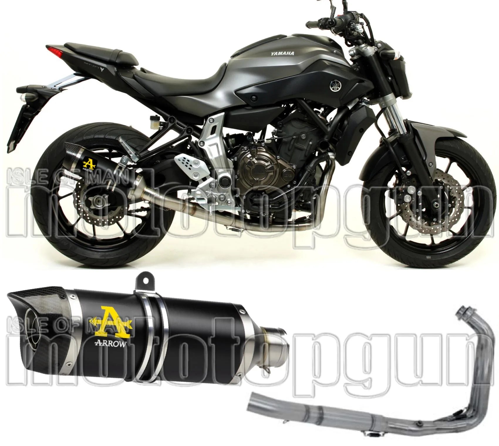 Système D'Échappement Complet Sans Catalyseur Et Homologué Au Niveau Sonore Thunder Aluminium Noir Carbon - Arrow Special Parts Compatible Avec Yamaha Tracer 700 (2020)
