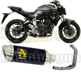 Système D'Échappement Complet Sans Catalyseur Et Homologué Au Niveau Sonore Thunder Aluminium Noir Acier - Arrow Special Parts Compatible Avec Yamaha Mt-07 (2014-2020)
