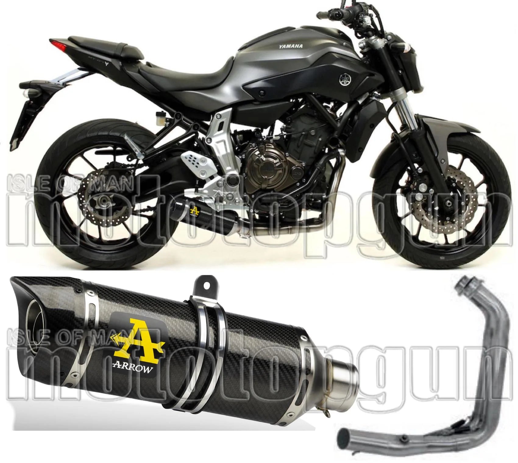 Système D'Échappement Complet Sans Catalyseur Et Homologué Au Niveau Sonore Thunder Carbon Carbon - Arrow Special Parts Compatible Avec Yamaha Mt-07 (2014-2020)