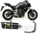 Système D'Échappement Complet Sans Catalyseur Et Homologué Au Niveau Sonore Thunder Aluminium Noir Carbon - Arrow Special Parts Compatible Avec Yamaha Tracer 7 (2021-2024)