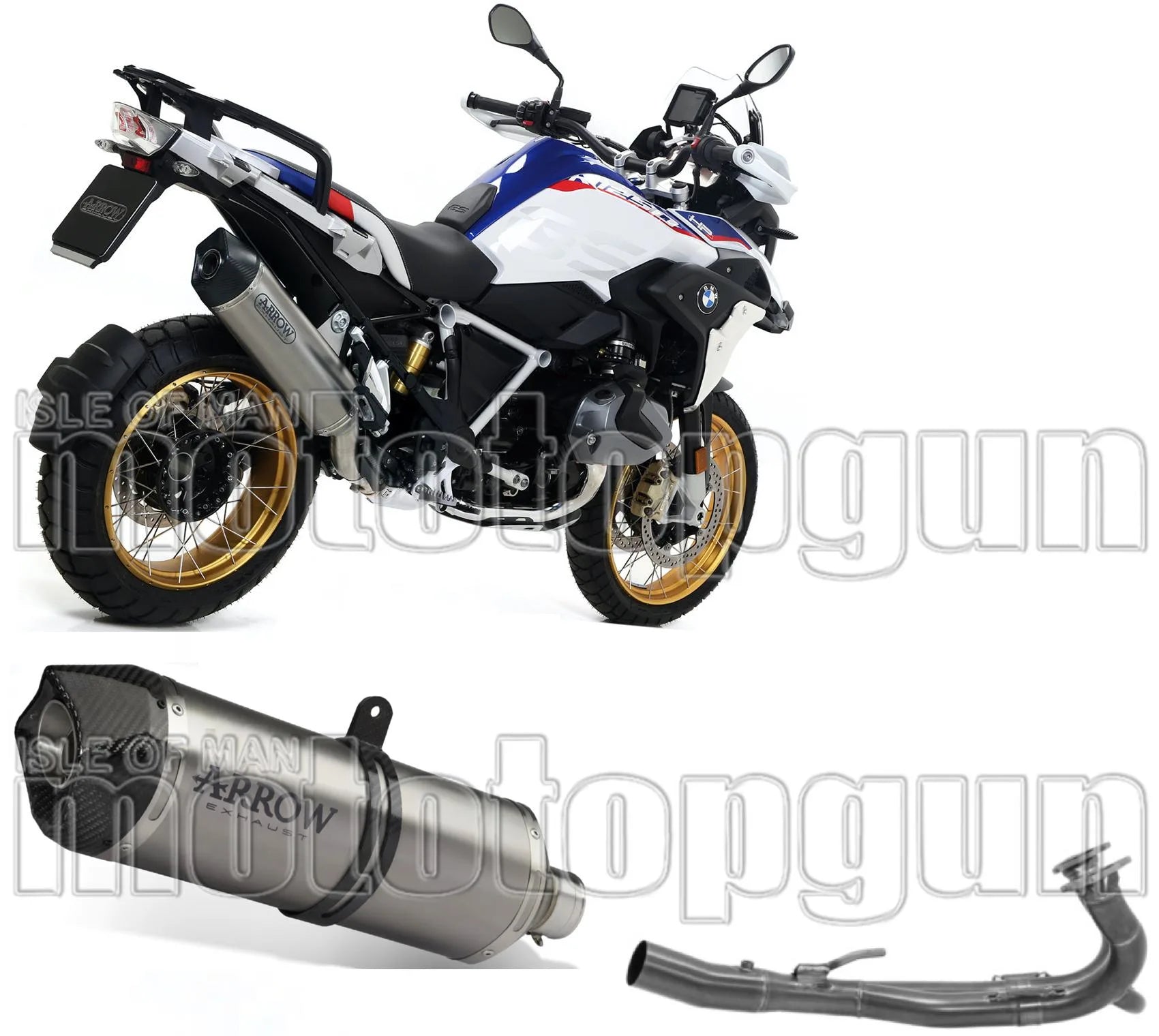 Système D'Échappement Complet Sans Catalyseur Et Homologué Au Niveau Sonore Maxi Race-Tech Aluminium / Titanium Carbon - Arrow Special Parts Compatible Avec Bmw R 1250 Gs Adventure (2019-2024)