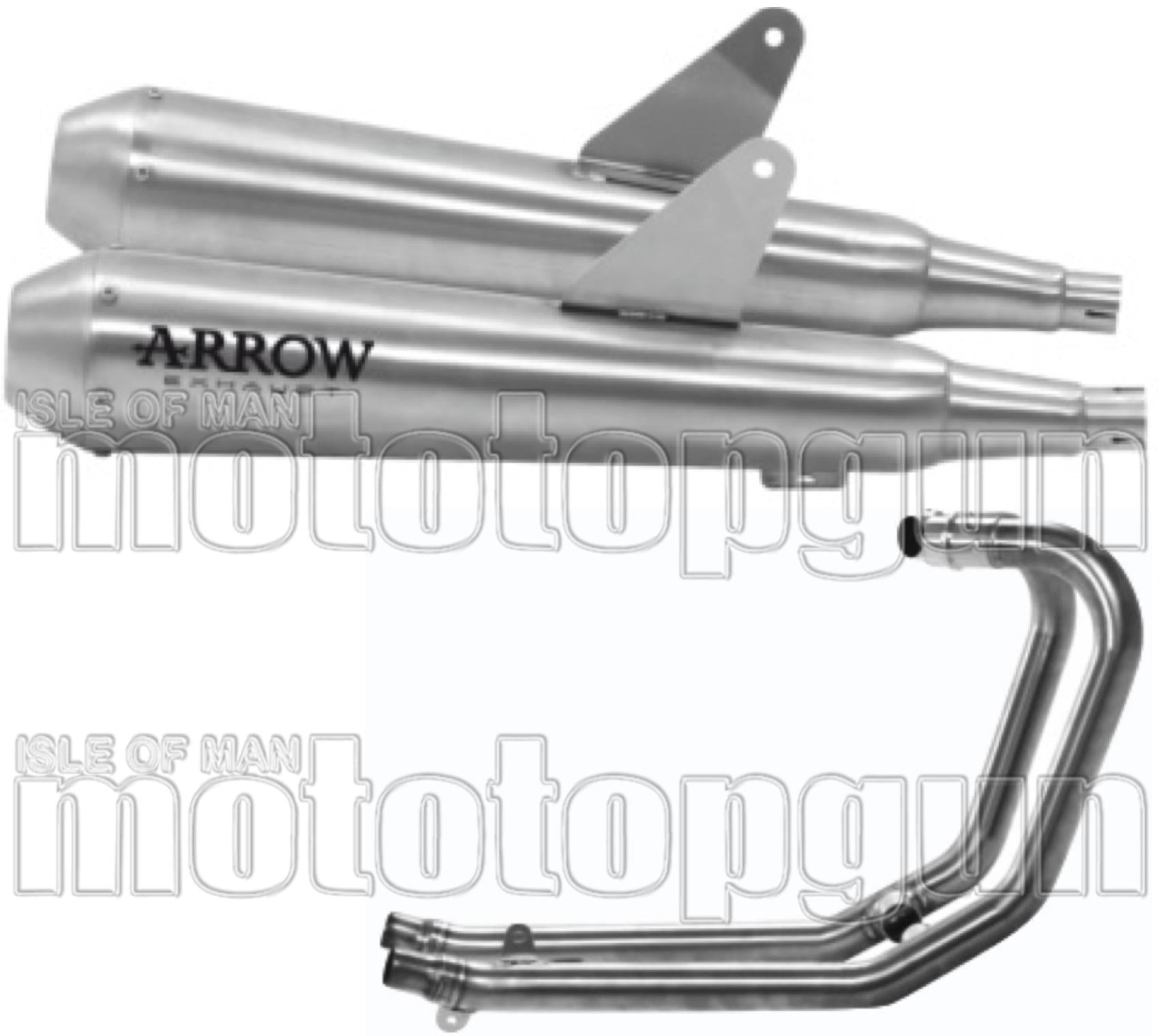 Complete Non-Catalytic Exhaust System With Sound Certification Pro-Racing Nichrom Stainless Steel - Arrow Special Parts Compatible With Triumph Speed Twin 1200 (2019-2020)