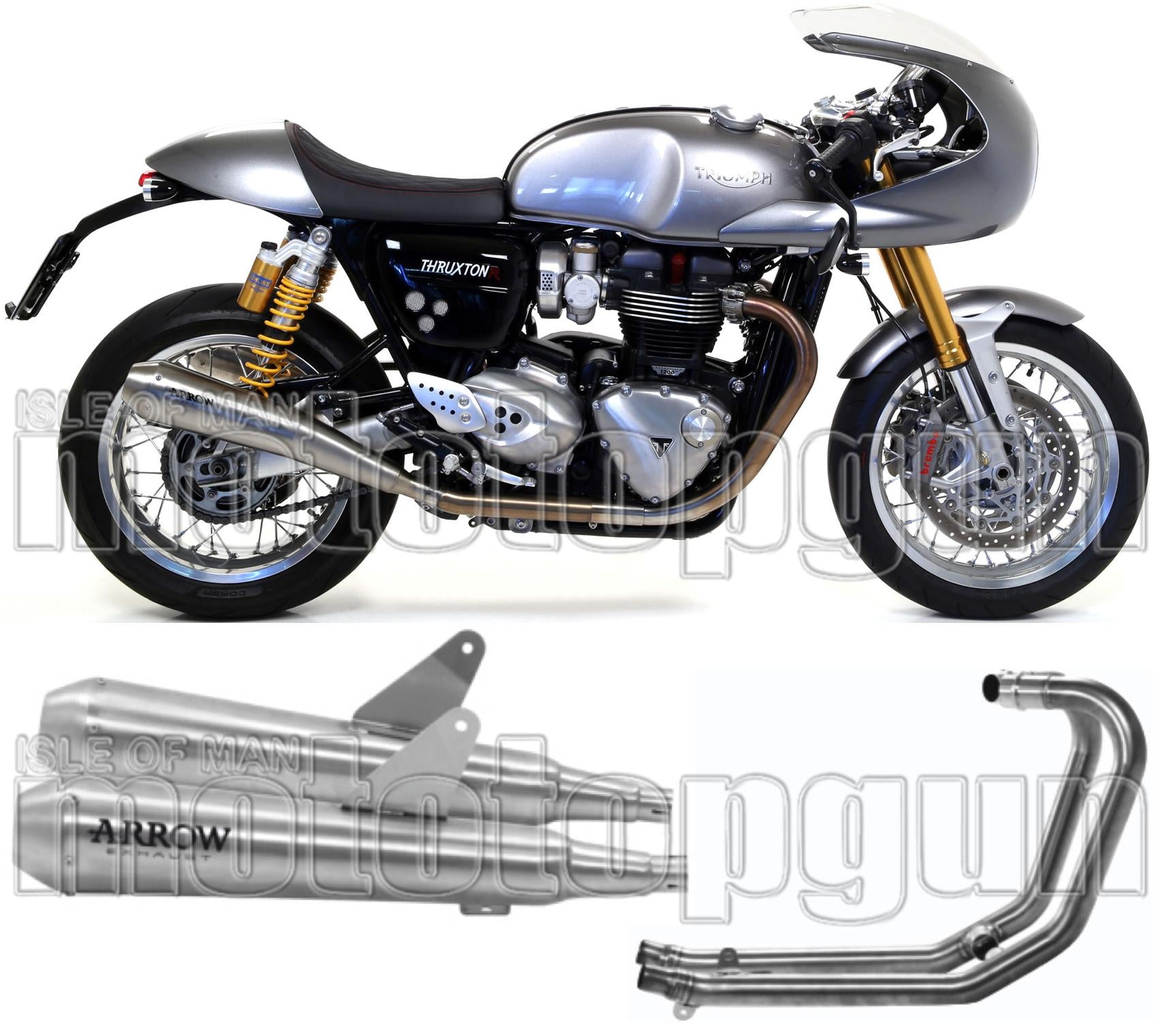 Complete Non-Catalytic Exhaust System With Sound Certification Pro-Racing Nichrom Stainless Steel - Arrow Special Parts Compatible With Triumph Thruxton 1200 R (2017-2020)