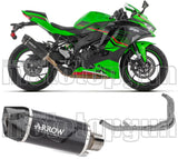 Système D'Échappement Complet Sans Catalyseur Et Homologué Au Niveau Sonore Indy-Race Evo Aluminium Noir Carbon - Arrow Special Parts Compatible Avec Kawasaki Zx 4R (2024-2026)