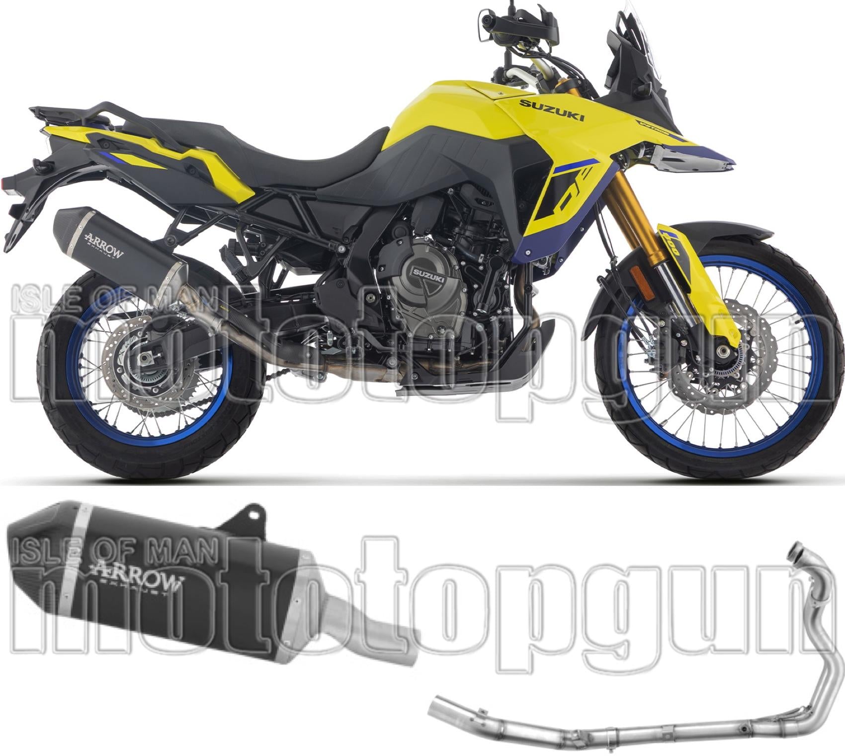 Complete Non-Catalytic Exhaust System With Sound Certification Explorer Black Aluminium Carby End Cap - Arrow Special Parts Compatible With Suzuki V-Strom 800 Se (2025-2026)
