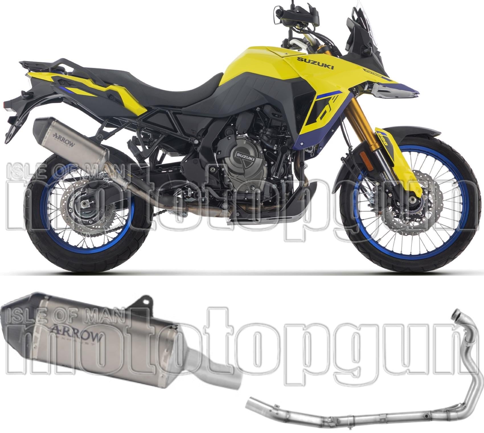 Complete Non-Catalytic Exhaust System With Sound Certification Explorer Titanium Carby End Cap - Arrow Special Parts Compatible With Suzuki V-Strom 800 Se (2025-2026)