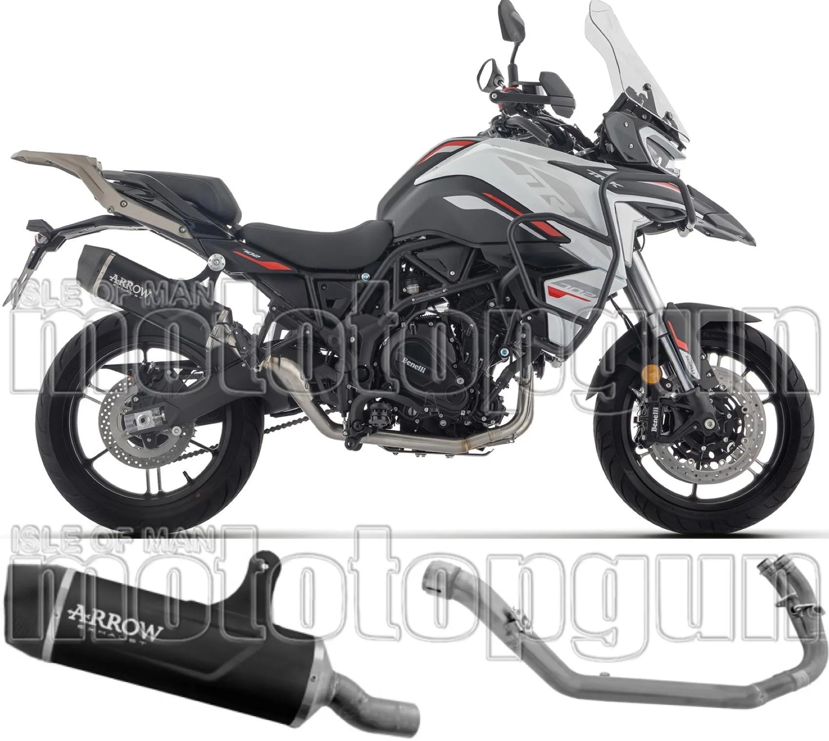 Système D'Échappement Complet Sans Catalyseur Et Homologué Au Niveau Sonore Indy Race Aluminium Noir Embout Carby - Arrow Special Parts Compatible Avec Benelli Trk 702 - X (2025-2026)
